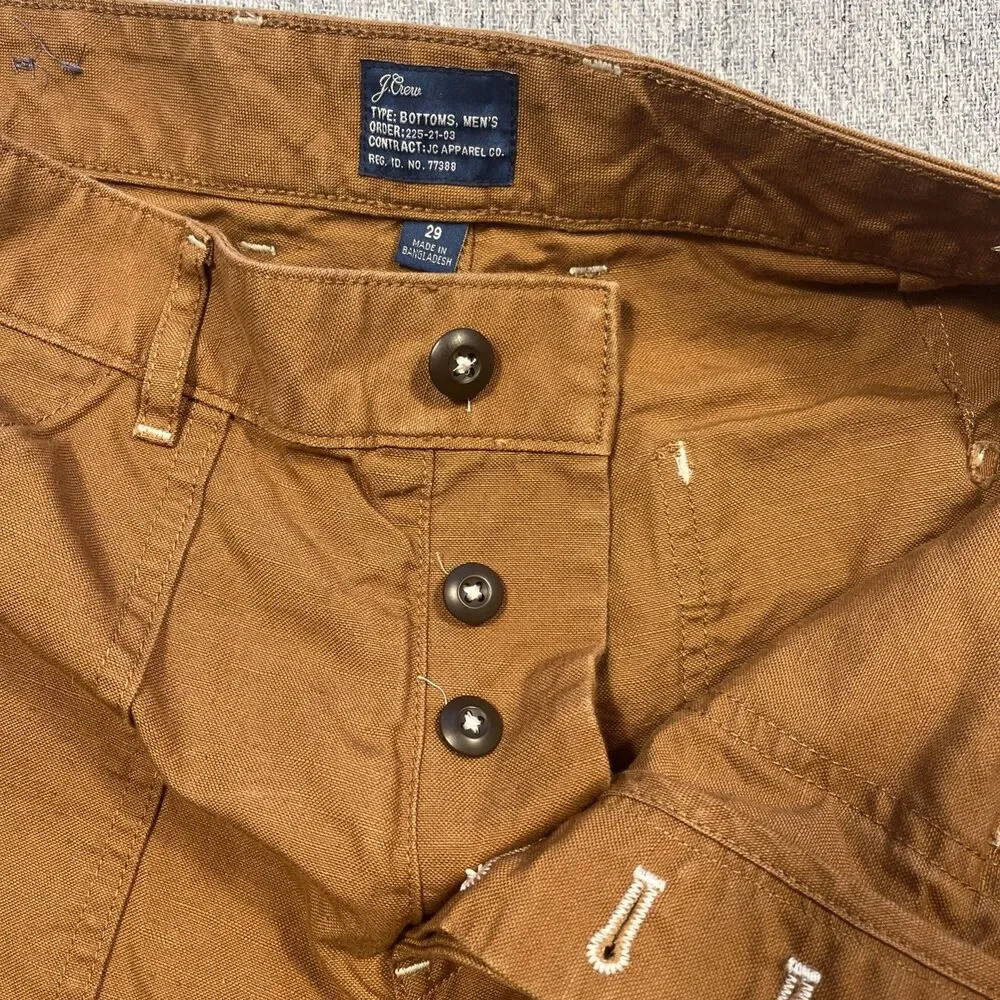 J.Crew Mens 29 Camp Utility Shorts  Burnt Orange Brown Cotton Linen AY197